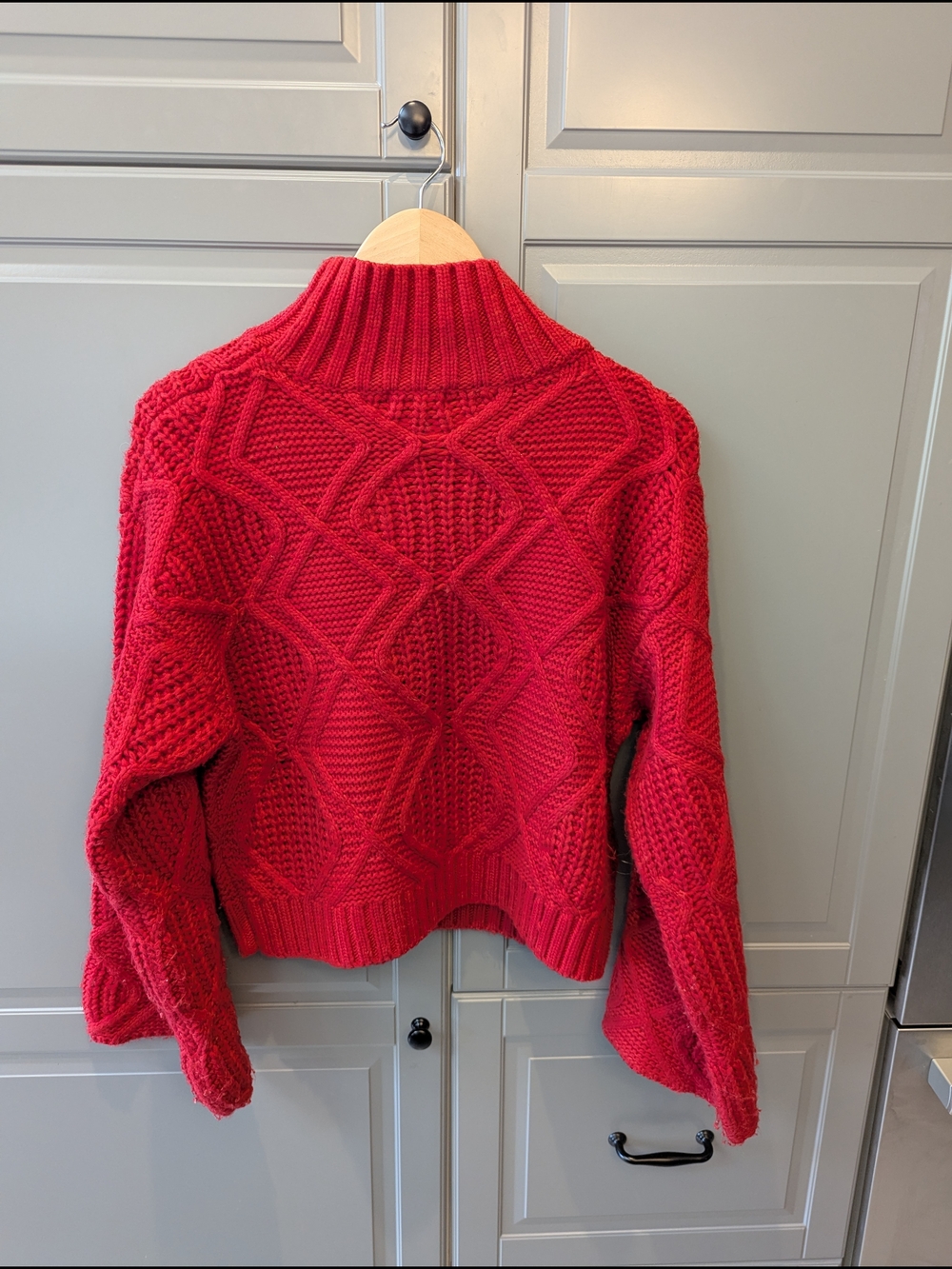 Sugarlips Red Chunky Cable Turtleneck Sweater